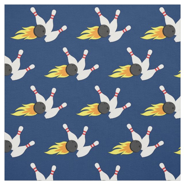 Tissu Bowling Balls et Flammes Pins Sports (Échantillon)