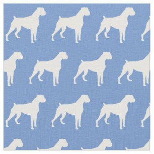 Tissu Boxer Chien Silhouette Animal bleu clair