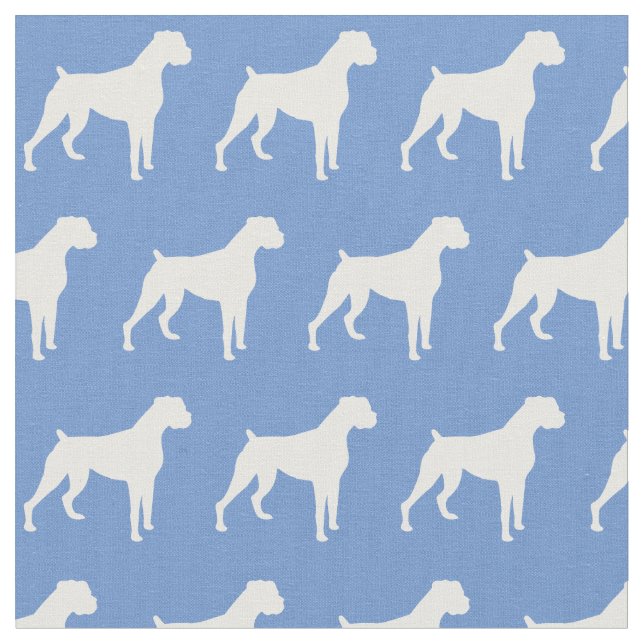 Tissu Boxer Chien Silhouette Animal bleu clair (Fermer)