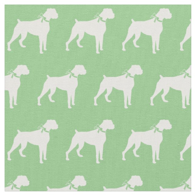 Tissu Boxer Chien Silhouette Animal Sage Vert (Fermer)