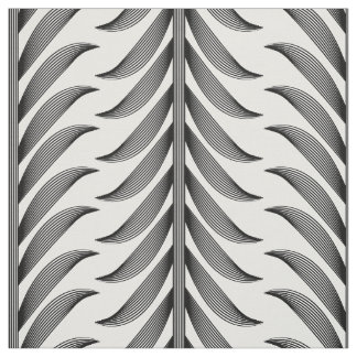Tissu Branche d'olive linéaire en motif noir et blanc