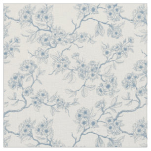 Tissu Branches de fleurs de cerisier en bleu et blanc ca