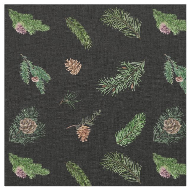 Tissu Branches de pin et Pinecones Forêt Noire (Fermer)