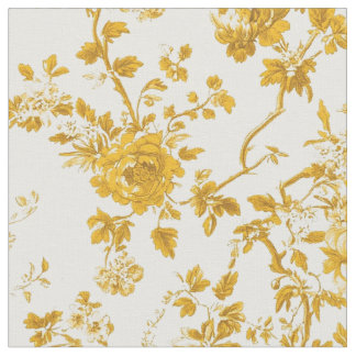 Tissu Branches florales moutarde