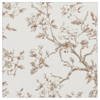 Tissu Branches Florales Sépia Délicates