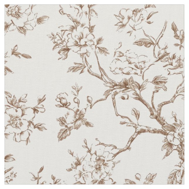 Tissu Branches Florales Sépia Délicates (Fermer)