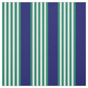 Tissu Brayures blanches et vertes motif avec bleu marine