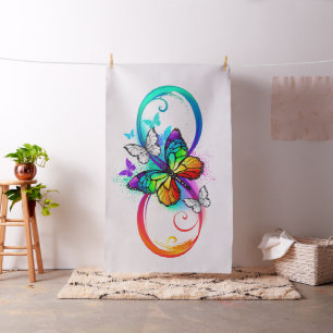 Tissu Bright infinity with rainbow butterfly