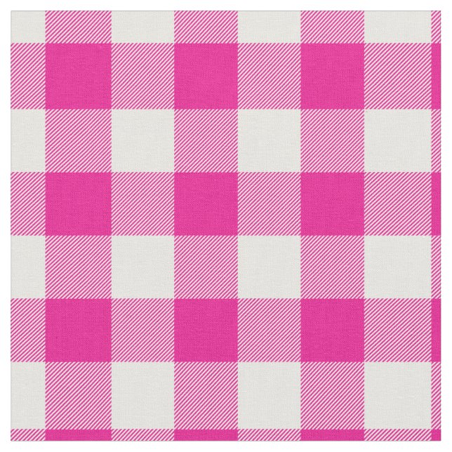 Tissu Bright Pink & White Gingham Plaid (Fermer)