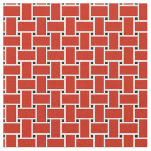 Tissu Bright red tissage panier design motif