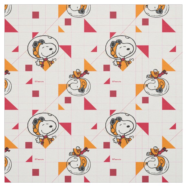 Tissu Bright White Snoopy Astronaut Geometric (Échantillon)