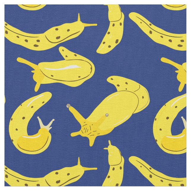 Tissu Bright Yellow, Boues Royal Blue Banana Illustré (Fermer)