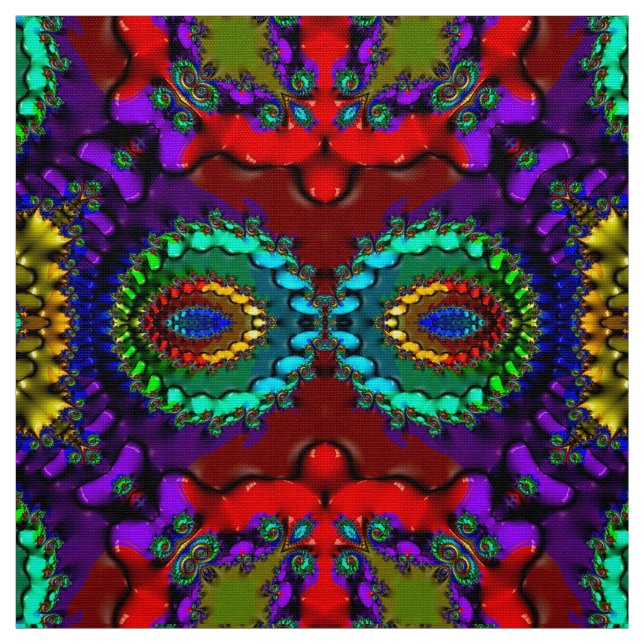 Tissu BRILLANT! OUAH ! Turquoise rouge violet ~ (Échantillon)