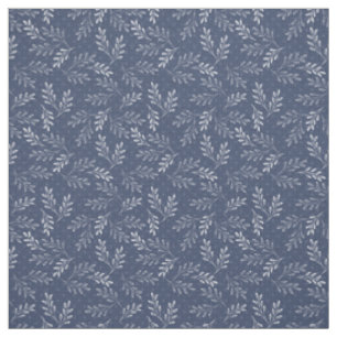 Tissu Brindilles blanches sur un bleu