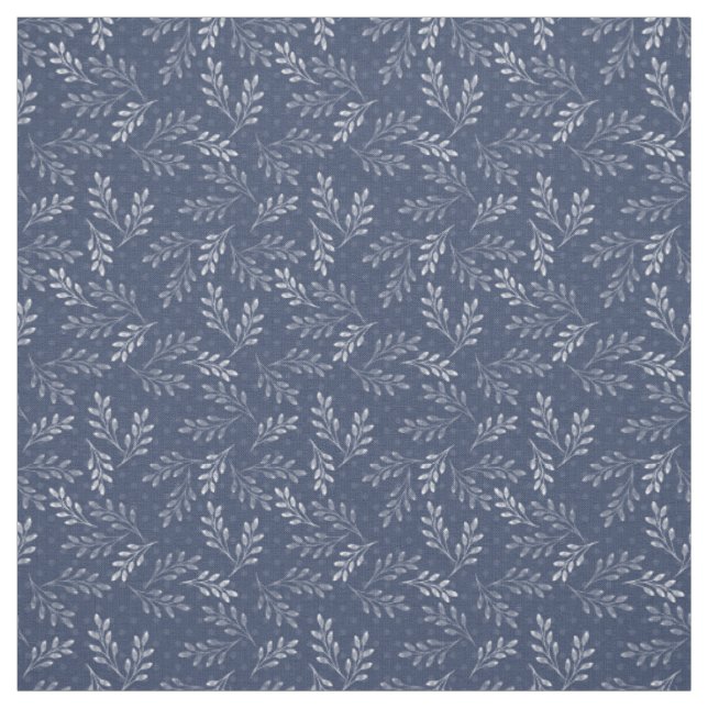 Tissu Brindilles blanches sur un bleu (Échantillon)