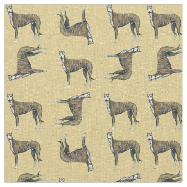 Tissu Brindle Greyhound Dog Art Fabric (Fermer)