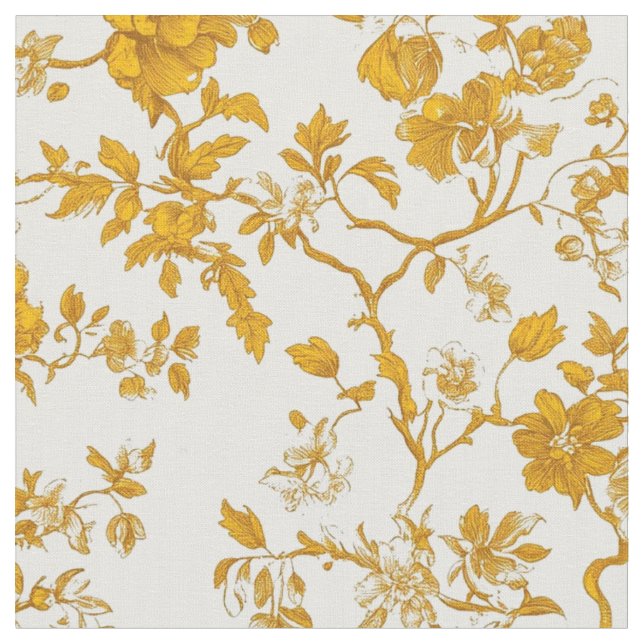 Tissu Brins Floraux Moutarde (Fermer)