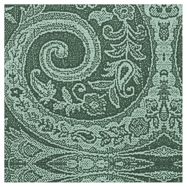 TISSU BROCADE FLORALE VERT (Fermer)