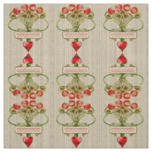 Tissu Broche de Nouveau d'art rose et coeur