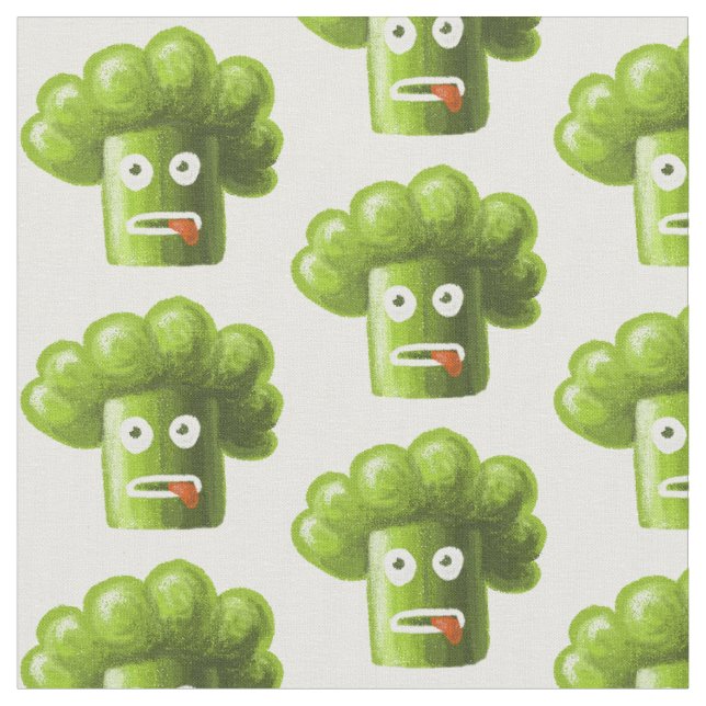 Tissu Brocoli drôle de bande dessinée (Fermer)