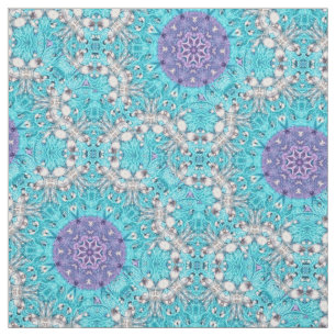 Tissu Broderie ethnique tzigane turquoise bleu bohème