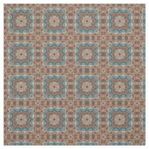Tissu Brown Brûlé Orange Taupe Bleu Turquoise Aspect eth