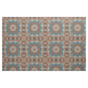 Tissu Brown Brûlé Orange Taupe Bleu Turquoise Aspect eth