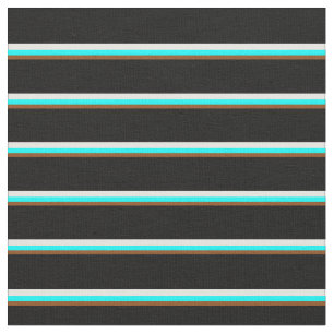 Tissu Brown, Cyan, Crème à la menthe et Motif noir