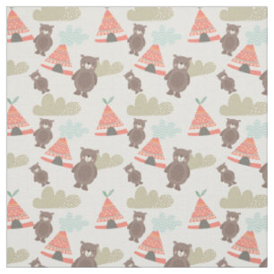 Tissu Brown d'ours et de tipis