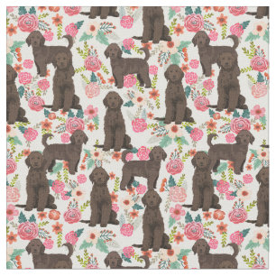 Tissu Brown Golden Doodle Floral vintage crème