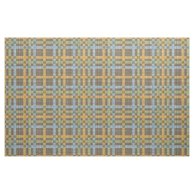 Tissu Brown Motif Carré de tarte vert jaune bleu (Fat Quarter)