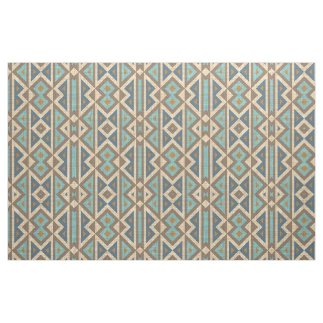 Tissu Brown Orange Turquoise Turquoise Eclectique Ethniq (Fat Quarter)