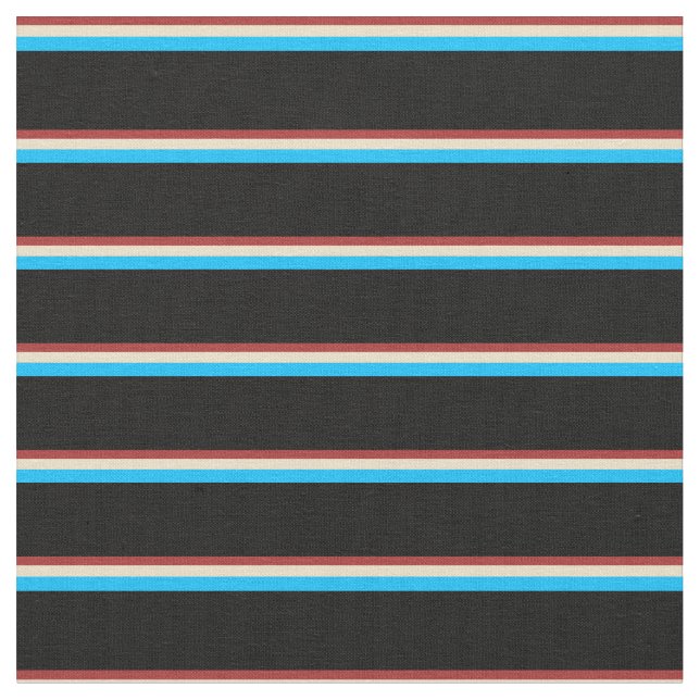 Tissu Brown, Tan, Deep Sky Blue & Black Motif (Fermer)