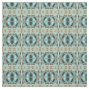 Tissu Brown Turquoise Green Bali Batik Style Motif