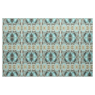 Tissu Brown Turquoise Green Bali Batik Style Motif