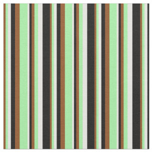 Tissu Brown, vert, blanc et noir Motif des rayures