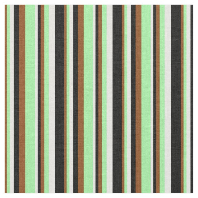 Tissu Brown, vert, blanc et noir Motif des rayures (Fermer)
