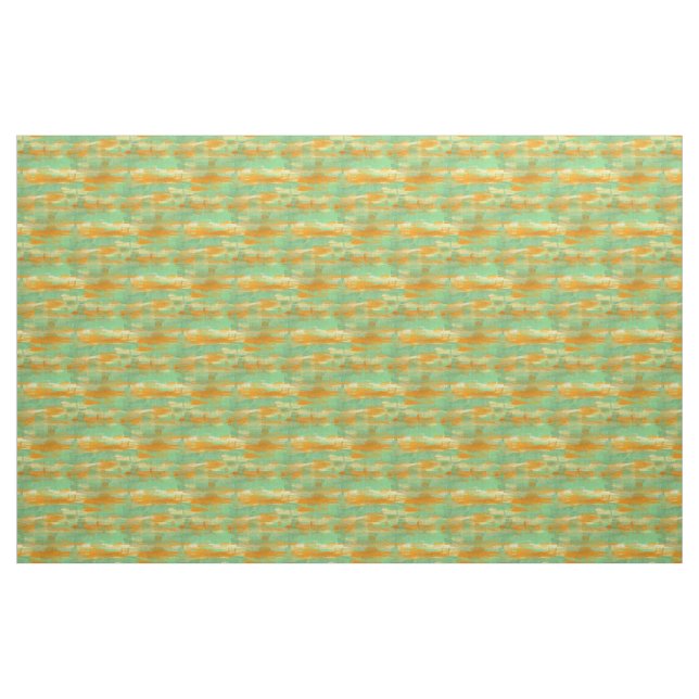 Tissu Brown Vert Brûlé Orange Blanc Aquarelle Rayures (Fat Quarter)