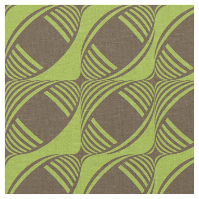 Tissu Brown & Vert Funky Mid-Century Moderne Motif (Fermer)