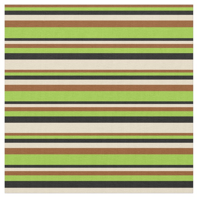Tissu Brown, Vert, Noir & Tan Couleur Motif (Fermer)