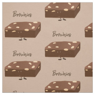 Tissu Brownies souriantes Brown Cartoon Food Character W