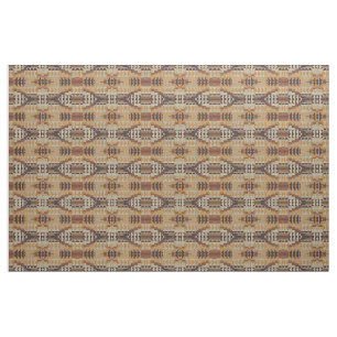 Tissu Brûlé Orange Beige Taupe foncé Brown aspect ethniq
