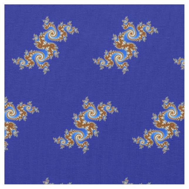 Tissu Brun bleu de fractale tourbillonnante (Fermer)