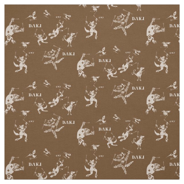 Tissu Brun cherokee d'animal de stickball (Échantillon)