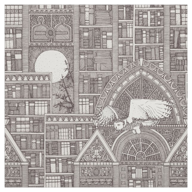 tissu brun de la bibliothèque de minuit (Échantillon)