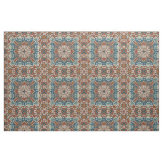 Tissu Brun Orange Brûlé Taupe Bleu Sarcelle Look Ethniqu