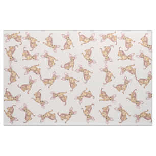 Tissu Brun rose peint par aquarelle mignonne de chiwawa