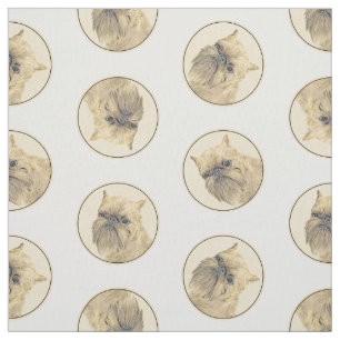 Tissu Bruxelles Griffon Peinture Red Rough Cute Dog Art