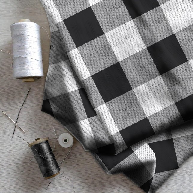 Tissu Buffalo plaqué noir et blanc ID603 (Créateur téléchargé)
