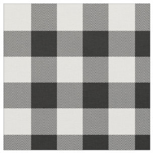 Tissu Buffle blanc et noir Chevron Plaid
